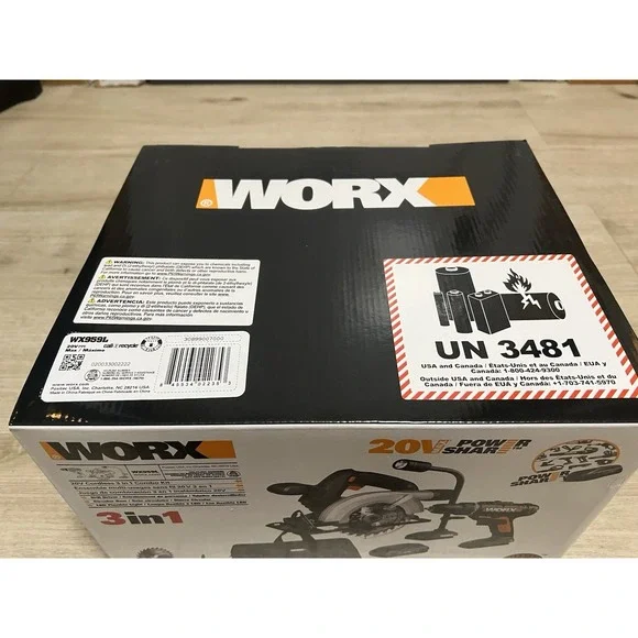 Worx 20V Combo Kit with Drill, Circular Saw and Flex Light, Model# WX959L